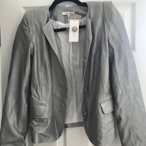 Sandro silver leather jacket NWT